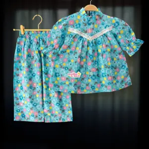 Skyblue cotton top-pant set M22T1