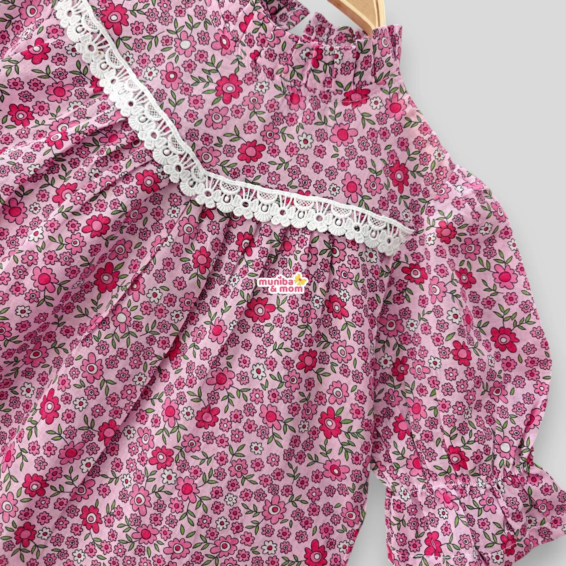 Onion-pink cotton top-pant set M22T2 - Image 2