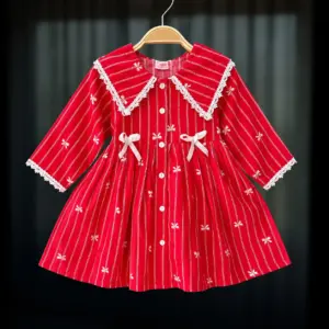 Red Pookie Flannel Cotton Frock FL76T2