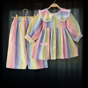 Double Gauze Muslin Cotton Frock-Pant set MC13T1