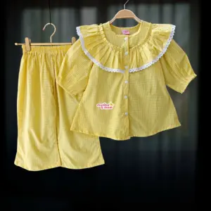 Baby Yellow Chack Top-pant set CC138T1