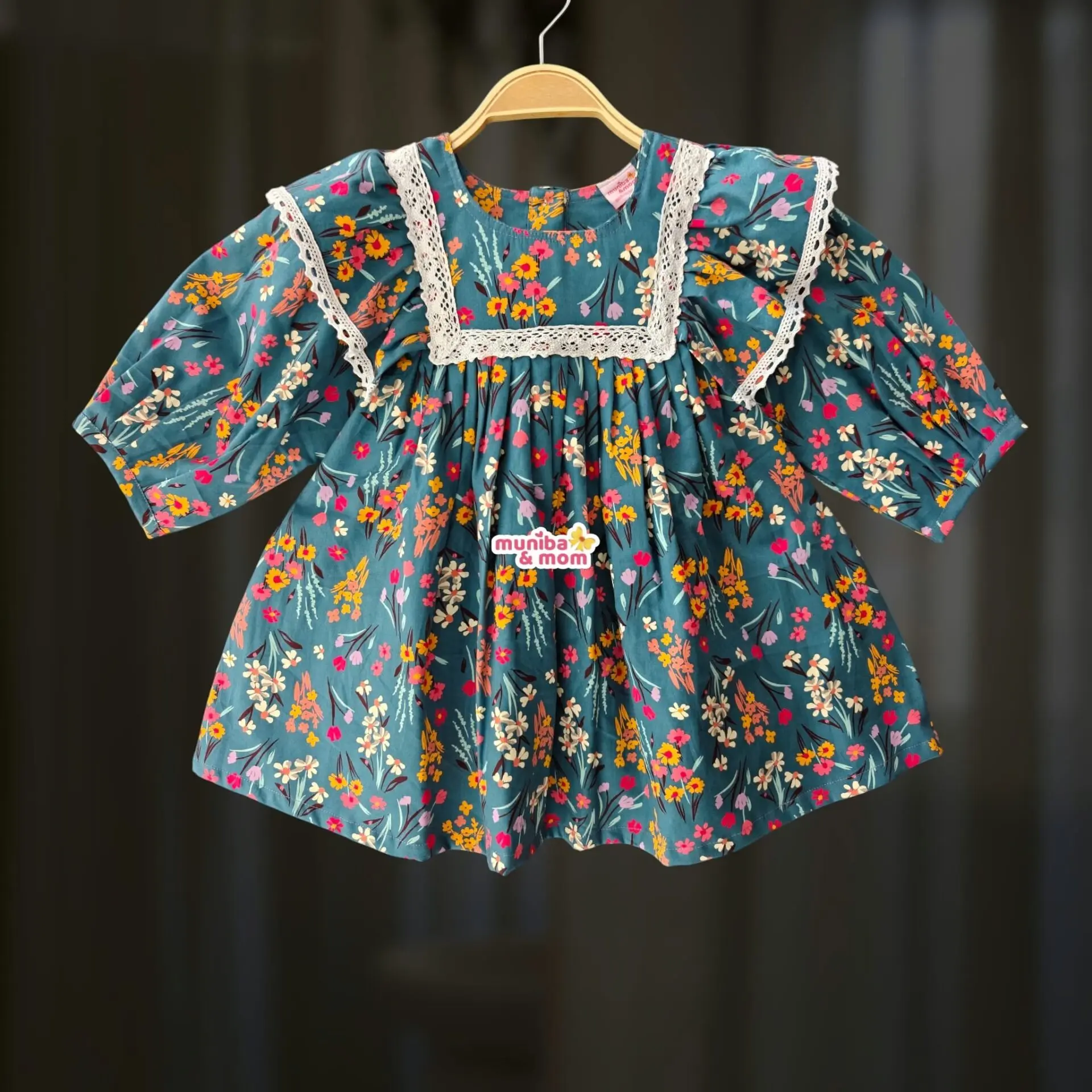 Dreamy Teal Flannel Cotton Frock FL79T1
