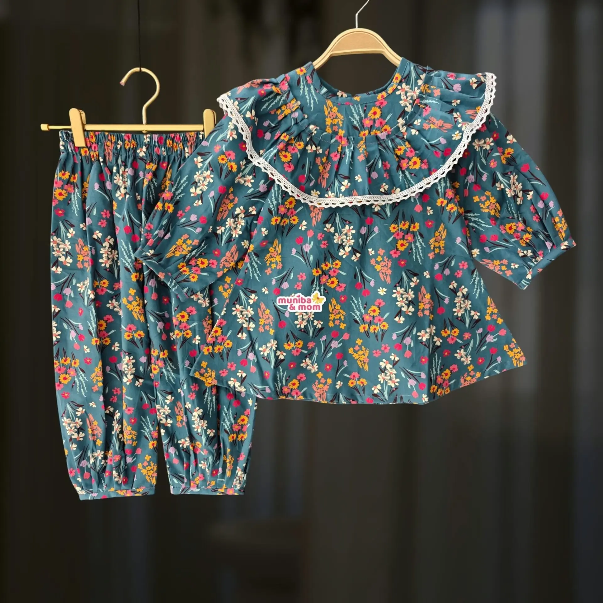 Dreamy Teal Flannel Cotton Top Set FL79T2