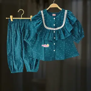 Teal Flannel Cotton Top Pant Set FL80T3