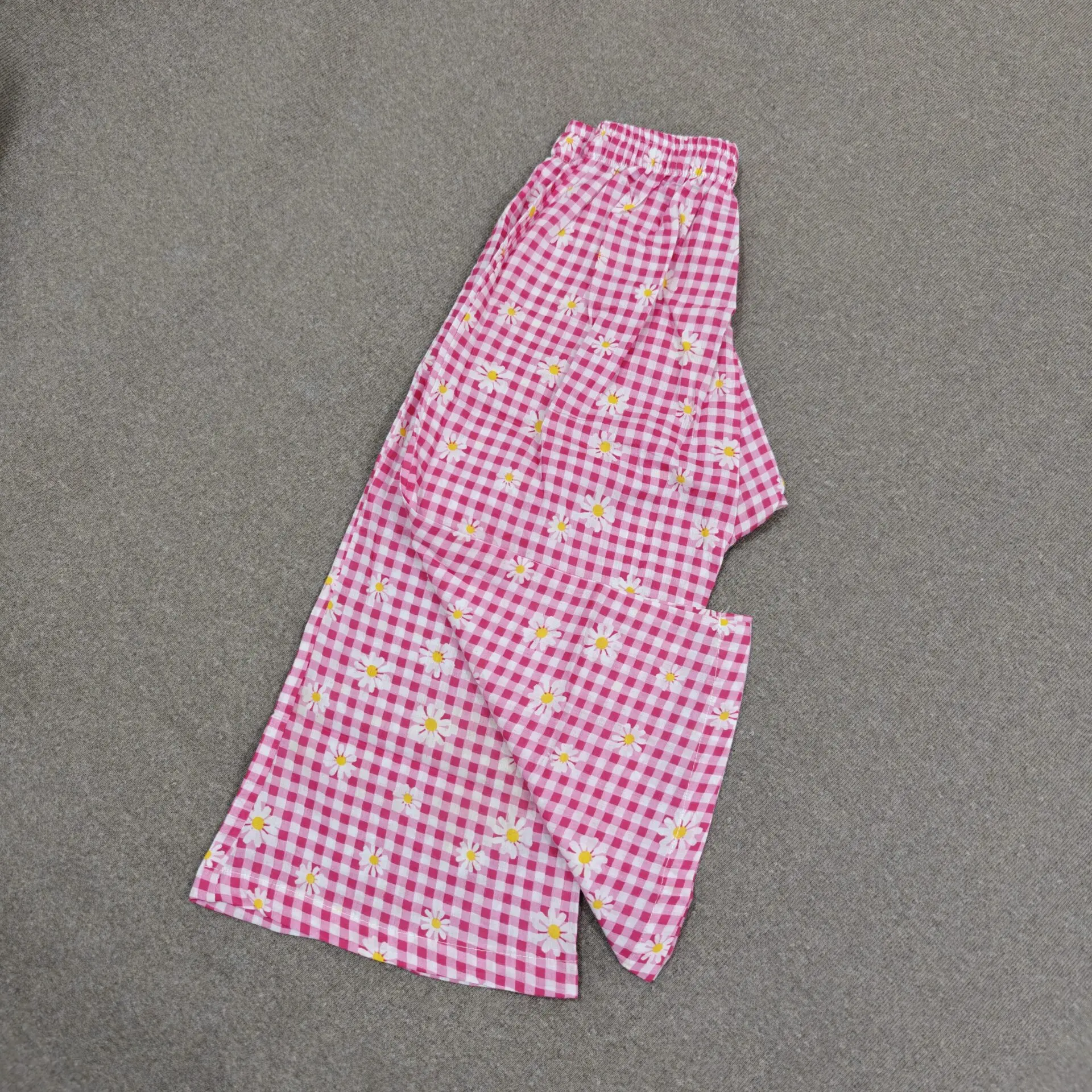 Pink check floral cotton pant (MP3T4)