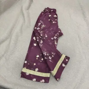 Deep coffee floral cotton pant (MP3T23)