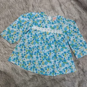 Sky blue floral premium pure cotton top M22xT15