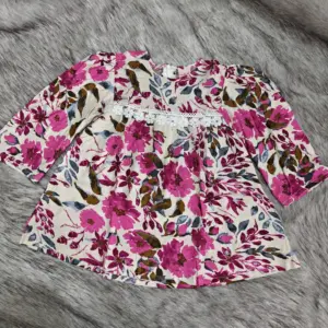 Pink floral linen top M22xT25