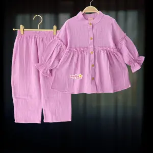 Lilac muslin top-pant set M23T4