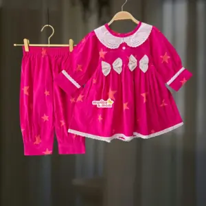 Rani Pink Flannel Cotton Frock Pant Set FL81T1