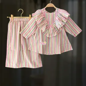 Multi Stripes Premium Pure Cotton Top-pant set CC143T2