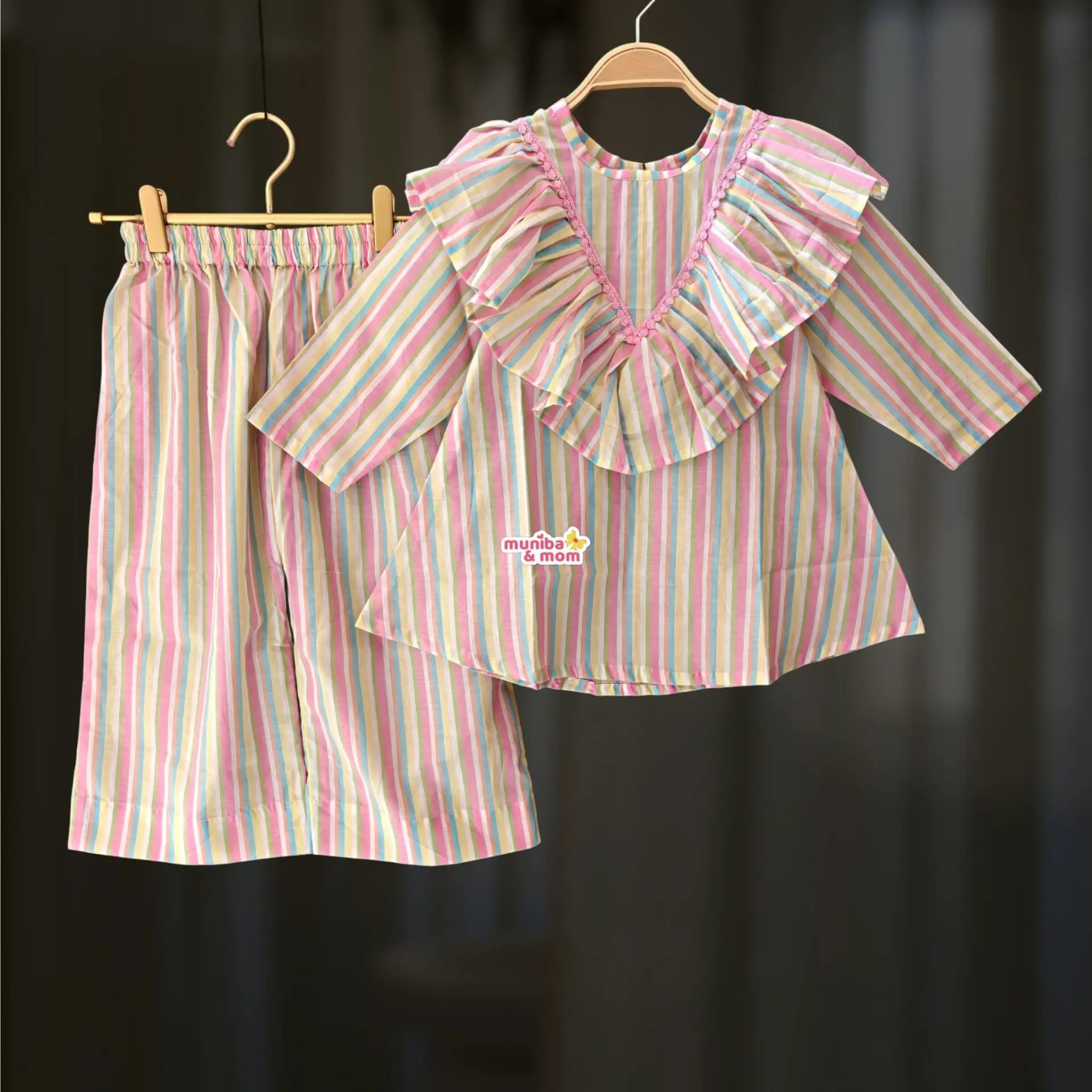 Multi Stripes Premium Pure Cotton Top-pant set CC143T2