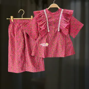 Misti Pink Blossom Top-pant set BX39T1