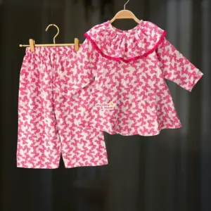 Muslin Pink Pookie Cotton Top-pant set MC11T2