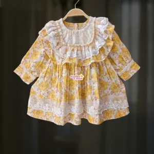 Muslin Yellow Daisy Cotton Baby Frock MC12T1
