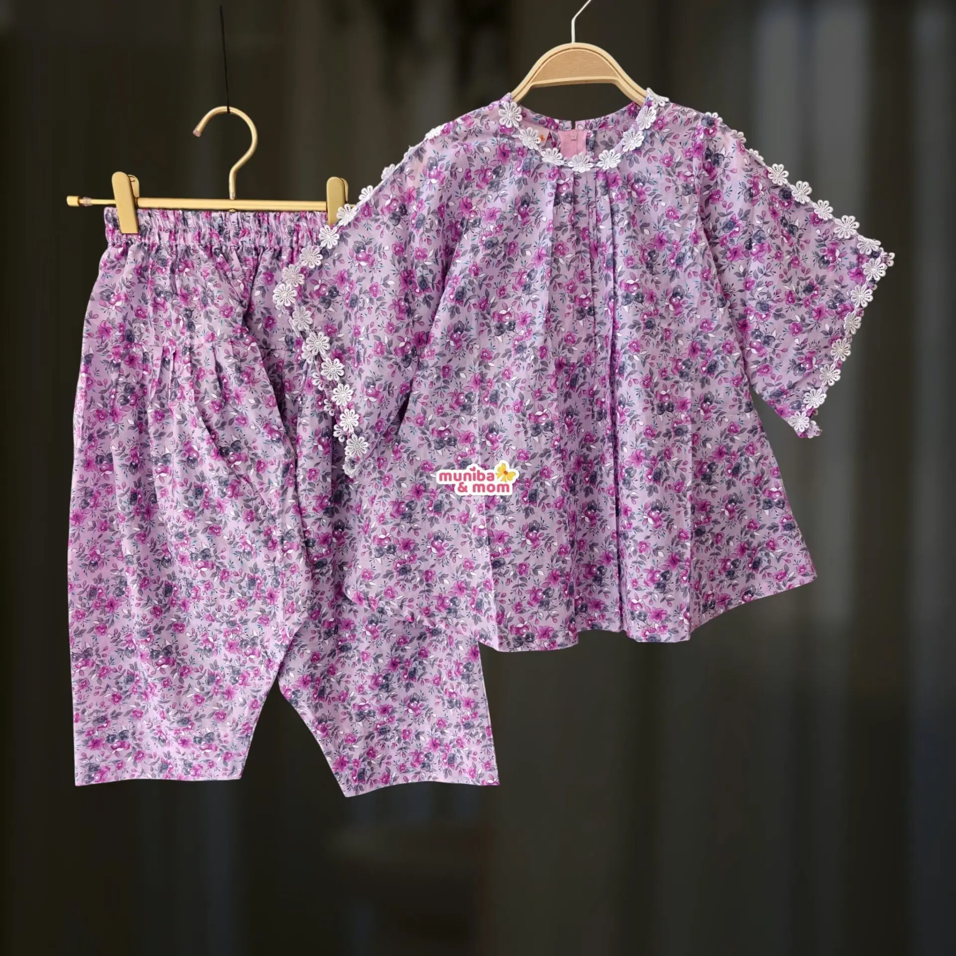 Lavender Bloom Top-pant set BX41T1