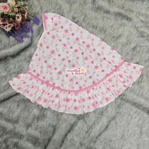 Pink floral cotton baby hijab M26T5